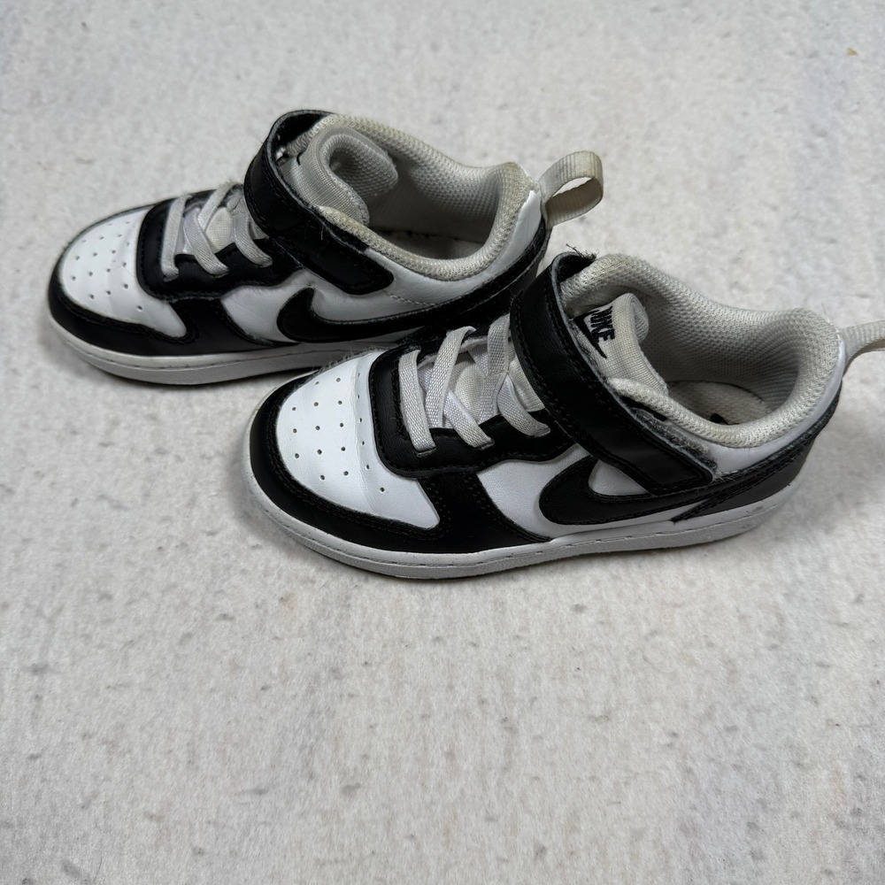 Nike Court Borough Low 2 Black White Panda Kids Shoes DV5458-131 9C